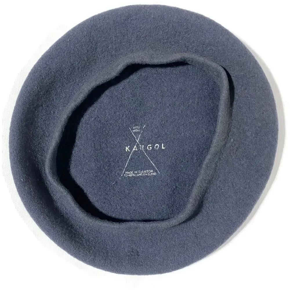 Kangol French Basque Beret Hat Grey Wool Felt Made in England